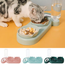 Load image into Gallery viewer, Cat Bowl Double Bowl Drinking Raised Stand Dish Bowls For Cats Automatic Food & Water Dispenser 3-in-1 Pet Supplies
