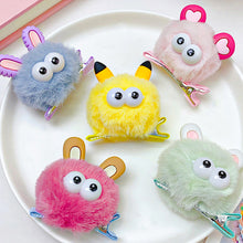 Load image into Gallery viewer, Cute Big Eye Fur Ball Hair Clip Plush Hairpins Kids Hair Accessories Children Lovely Barrettes Antenna Headdress Women