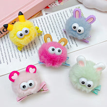 Load image into Gallery viewer, Cute Big Eye Fur Ball Hair Clip Plush Hairpins Kids Hair Accessories Children Lovely Barrettes Antenna Headdress Women