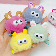 Load image into Gallery viewer, Cute Big Eye Fur Ball Hair Clip Plush Hairpins Kids Hair Accessories Children Lovely Barrettes Antenna Headdress Women