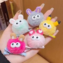 Load image into Gallery viewer, Cute Big Eye Fur Ball Hair Clip Plush Hairpins Kids Hair Accessories Children Lovely Barrettes Antenna Headdress Women