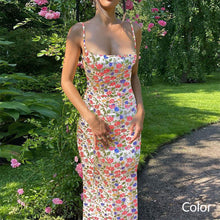 Load image into Gallery viewer, 2024 Trendy Retro Sexy Sleeveless Floral Printed Bodycon Backless Slip Long Dress Summer Casual Women Low Cut Bodycon Maxi Dress for Club Party