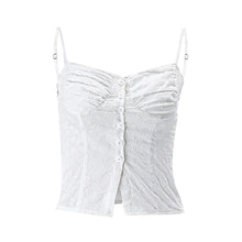 Load image into Gallery viewer, Sweet Girls Hollowed White Black Soft Fabric Tank 2024 Summer Fashion Ladies Solid Color Sleeveless Slim Lace Women Chic Crop Top