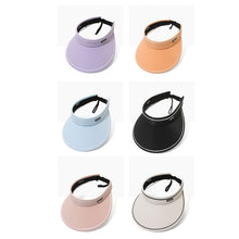 Load image into Gallery viewer, Women Summer Sun Hat Wide Brim Empty Top Ponytail Cap Beach UV Protection Outdoor Sunscreen Visors Folding Sunshade Girl Bonnet