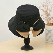 Load image into Gallery viewer, Sun Hat Big Black White Pink Khaki Bow Summer Hats For Women Foldable Straw Beach Panama Hat Visor Bow Tie Beach Hat Bucket Cap