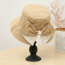 Load image into Gallery viewer, Sun Hat Big Black White Pink Khaki Bow Summer Hats For Women Foldable Straw Beach Panama Hat Visor Bow Tie Beach Hat Bucket Cap