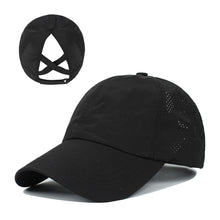 Load image into Gallery viewer, 2024 New Women Ponytail Baseball Caps Criss Cross Messy Bun Snapback Hat Ponycap Trucker Hats Adjustable Outdoor Sports