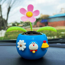 Load image into Gallery viewer, Solar Powered Dancing Shaking Head Cartoon Sun Flower Pot Car Ornament Automobile Auto Dashboard Decoration Cute Car Accessories