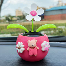 Load image into Gallery viewer, Solar Powered Dancing Shaking Head Cartoon Sun Flower Pot Car Ornament Automobile Auto Dashboard Decoration Cute Car Accessories
