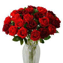 Load image into Gallery viewer, Valentine's Day Artificial Red Roses Flannelette Wedding Faux Flowers Photo Shoot Propss Silk Flower Headwear Fake Flowers