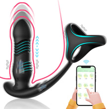 Load image into Gallery viewer, Wireless Remote Control APP Telescopic Double-vibration Three-ring Back Chamber Prostate Anal Plug Sex Toys