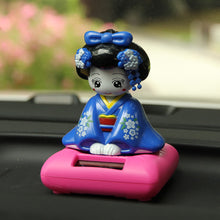 Load image into Gallery viewer, Japanese-Style Yuji Solar-Powered Bobble Doll Kimono Girl Shaking Head Nod Head Doll Car Decoration Gift Creative Interior Automotive