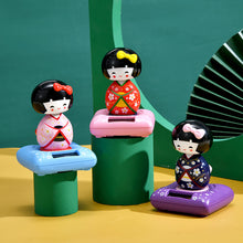 Load image into Gallery viewer, Japanese-Style Yuji Solar-Powered Bobble Doll Kimono Girl Shaking Head Nod Head Doll Car Decoration Gift Creative Interior Automotive