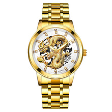 Load image into Gallery viewer, 1Pc Men Fashion 3D Gold Dragon Calendar Watch Set Men Quartz Stainless Steel Watches