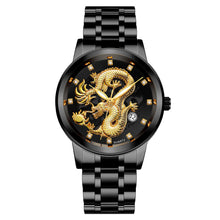 Load image into Gallery viewer, 1Pc Men Fashion 3D Gold Dragon Calendar Watch Set Men Quartz Stainless Steel Watches
