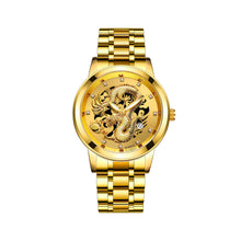 Load image into Gallery viewer, 1Pc Men Fashion 3D Gold Dragon Calendar Watch Set Men Quartz Stainless Steel Watches
