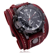 Load image into Gallery viewer, Mens Quartz Watches Luxury Wristwatch Cowhide Watchband Punk Style Watch for Men Wide Genuine Leather Bracelets