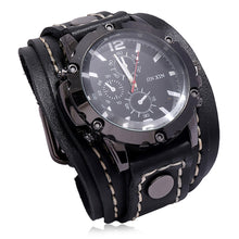 Load image into Gallery viewer, Mens Quartz Watches Luxury Wristwatch Cowhide Watchband Punk Style Watch for Men Wide Genuine Leather Bracelets