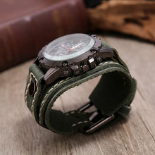 Load image into Gallery viewer, Mens Quartz Watches Luxury Wristwatch Cowhide Watchband Punk Style Watch for Men Wide Genuine Leather Bracelets