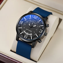 Load image into Gallery viewer, 1Pc Fashion Men Watch Luxury Sport Mens Blue Glass Watches Silicone Wristwatch Stereo Numeral Watches