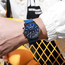 Load image into Gallery viewer, 1Pc Fashion Men Watch Luxury Sport Mens Blue Glass Watches Silicone Wristwatch Stereo Numeral Watches