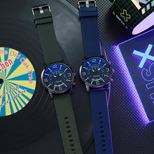 Load image into Gallery viewer, 1Pc Fashion Men Watch Luxury Sport Mens Blue Glass Watches Silicone Wristwatch Stereo Numeral Watches