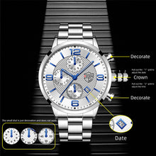 Load image into Gallery viewer, 1Pc Fashion Men Stainless Steel Quartz Sports Watch Luxury Male Business Wristwatch Luminescence Clock