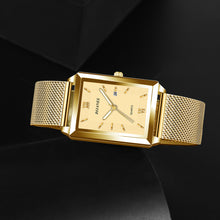 Load image into Gallery viewer, 1Pc Men's Watches Luxury Fashion Square Quartz Wrist Watch Waterproof Calendar Silver Gold Watch for Men
