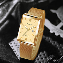 Load image into Gallery viewer, 1Pc Men's Watches Luxury Fashion Square Quartz Wrist Watch Waterproof Calendar Silver Gold Watch for Men