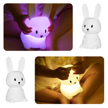 Load image into Gallery viewer, Rabbit Silicone LED Night Light Pat Sensor Rechargeable Lamp Kids Bedroom Decor Cartoon Animal Night Lamp Christmas Gifts