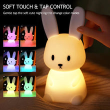 Load image into Gallery viewer, Rabbit Silicone LED Night Light Pat Sensor Rechargeable Lamp Kids Bedroom Decor Cartoon Animal Night Lamp Christmas Gifts