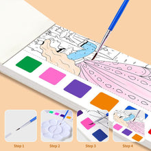 Load image into Gallery viewer, 12 Sheets Portable Children Watercolor Painting Book Paint with Water Brush Kids Gouache Graffiti Picture Coloring Drawing Toys Gifts