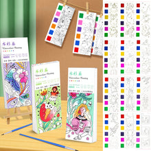 Load image into Gallery viewer, 12 Sheets Portable Children Watercolor Painting Book Paint with Water Brush Kids Gouache Graffiti Picture Coloring Drawing Toys Gifts