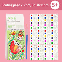 Load image into Gallery viewer, 12 Sheets Portable Children Watercolor Painting Book Paint with Water Brush Kids Gouache Graffiti Picture Coloring Drawing Toys Gifts
