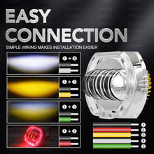 Load image into Gallery viewer, 4.5" 8000LM Motorcycle Headlight LED Angel Devil Eyes Headlight Projector Lens High/Low Beam Strobe Spotlight DRL Dual Lamp 28W
