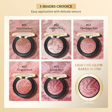Load image into Gallery viewer, 5 Colors Blush Powder Face Blusher Lighting Glow Baked Blush Natural Cheek Tint Brighten Face Waterproof Face Contouring Cosmetics Blush Powder Soft Female Makeup