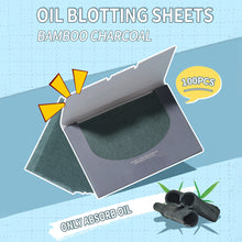 Load image into Gallery viewer, Bamboo Charcoal Oil Control Film Blotting Paper 100pcs Face Oil Blotting Paper Portable Face Wipes Active Paper Facial Oil Control Skin Care Tool