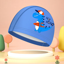 Load image into Gallery viewer, 1PC Children'S PU Coated Swimming Cap Cartoon Print High Elastic Waterproof Ear Protector Breathable Swimming Cap