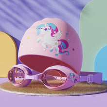 Load image into Gallery viewer, Children's Cartoon Small Frame Swimming Goggles HD Waterproof Anti-Fog Diving Goggles Silicone Cap Professional Swimming Equipment
