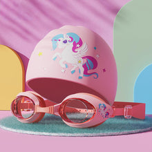 Load image into Gallery viewer, Children's Cartoon Small Frame Swimming Goggles HD Waterproof Anti-Fog Diving Goggles Silicone Cap Professional Swimming Equipment