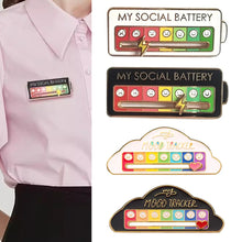 Load image into Gallery viewer, Emotions Enamel Pins My Social Battery Mood Tracker Metal Brooch Badges Fashion Jewelry Accessories Lapel on Backpack Decoration