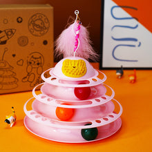 Load image into Gallery viewer, 4 Levels Cat Toy Tower Turntable Roller Balls Toys Interactive Intelligence Training Track Puzzle Funny Games Accessories