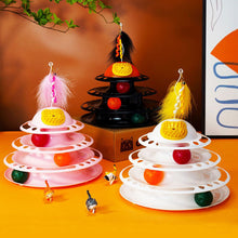 Load image into Gallery viewer, 4 Levels Cat Toy Tower Turntable Roller Balls Toys Interactive Intelligence Training Track Puzzle Funny Games Accessories