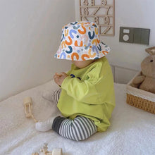 Load image into Gallery viewer, Double Sided Kids Bucket Hat With String Cute Letter Embroidered Boys Girls Fisherman Panama Cap Summer Outdoor Sun Hats Gorras