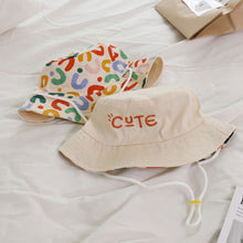 Load image into Gallery viewer, Double Sided Kids Bucket Hat With String Cute Letter Embroidered Boys Girls Fisherman Panama Cap Summer Outdoor Sun Hats Gorras