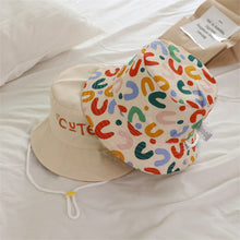 Load image into Gallery viewer, Double Sided Kids Bucket Hat With String Cute Letter Embroidered Boys Girls Fisherman Panama Cap Summer Outdoor Sun Hats Gorras