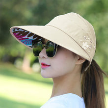 Load image into Gallery viewer, Summer Hollow Hat Wide Brim Fisherman Hat Women Foldable Sunshade Visors Fisherman Cap Female Adjustable Outdoor Sports Bucket Panama Cap