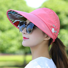 Load image into Gallery viewer, Summer Hollow Hat Wide Brim Fisherman Hat Women Foldable Sunshade Visors Fisherman Cap Female Adjustable Outdoor Sports Bucket Panama Cap