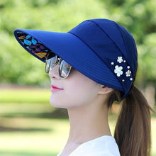 Load image into Gallery viewer, Summer Hollow Hat Wide Brim Fisherman Hat Women Foldable Sunshade Visors Fisherman Cap Female Adjustable Outdoor Sports Bucket Panama Cap