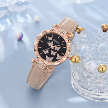 Load image into Gallery viewer, 6/1pcs Set Women Watch Ring Necklace Earrings Bracelet Set Watches Butterfly Leather Strap Ladies Quartz WristWatch (No Box)